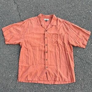 Tommy Bahama coral pink‎ button-up silk relax fit shirt Size XL